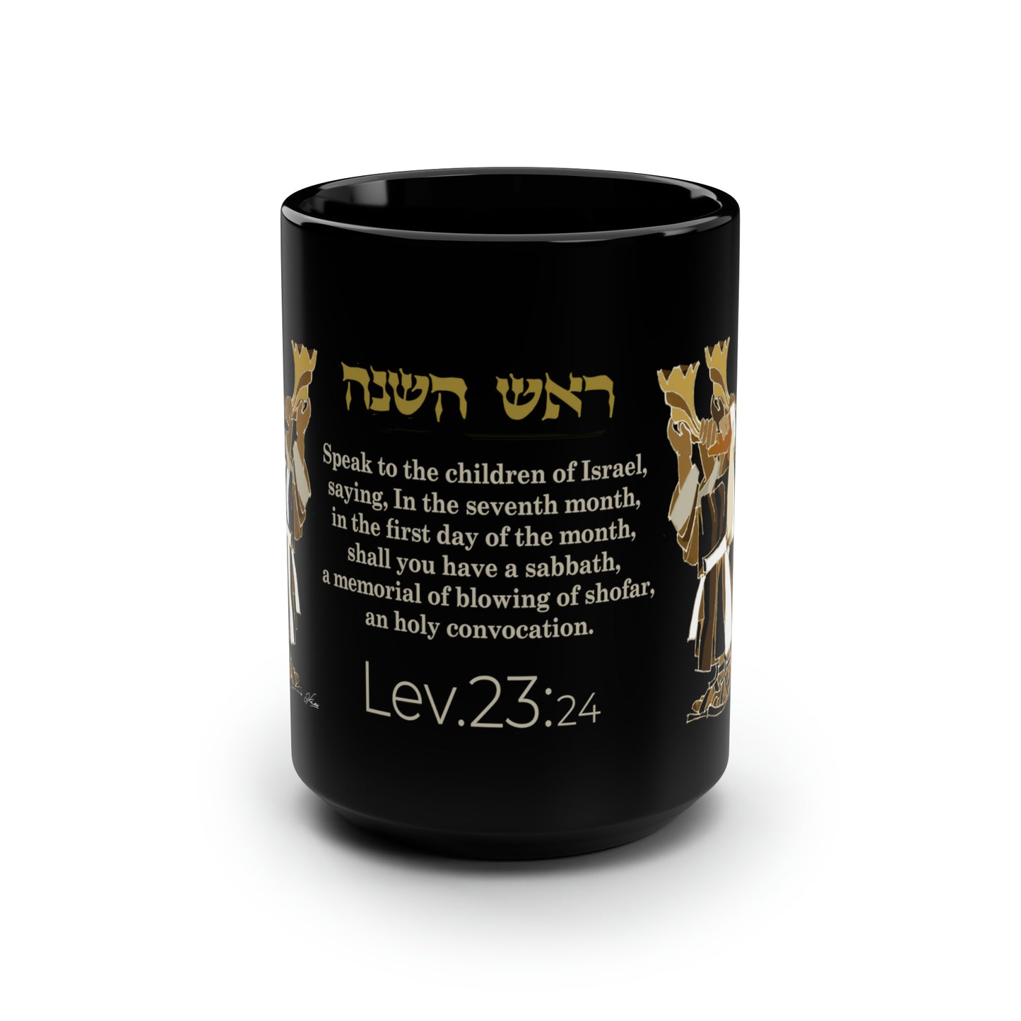 Levites blowing shofars 3 / Black Mug 15 oz