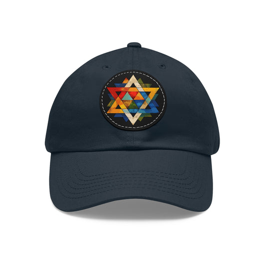 Jewish Star of David, Hat with Leather Patch Israeli Symbol Magen David