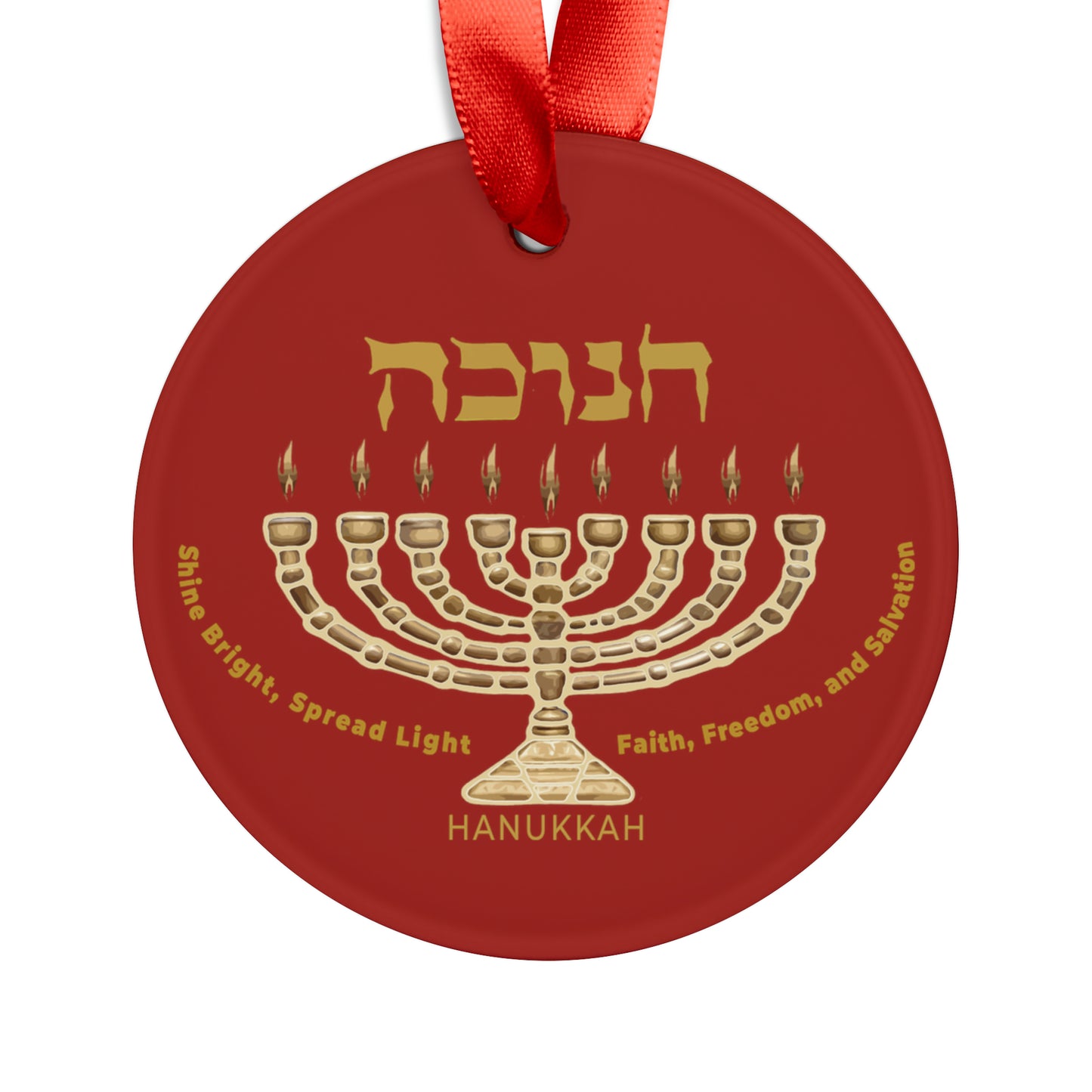 Hanukkah 1 / Acrylic Ornament with Ribbon