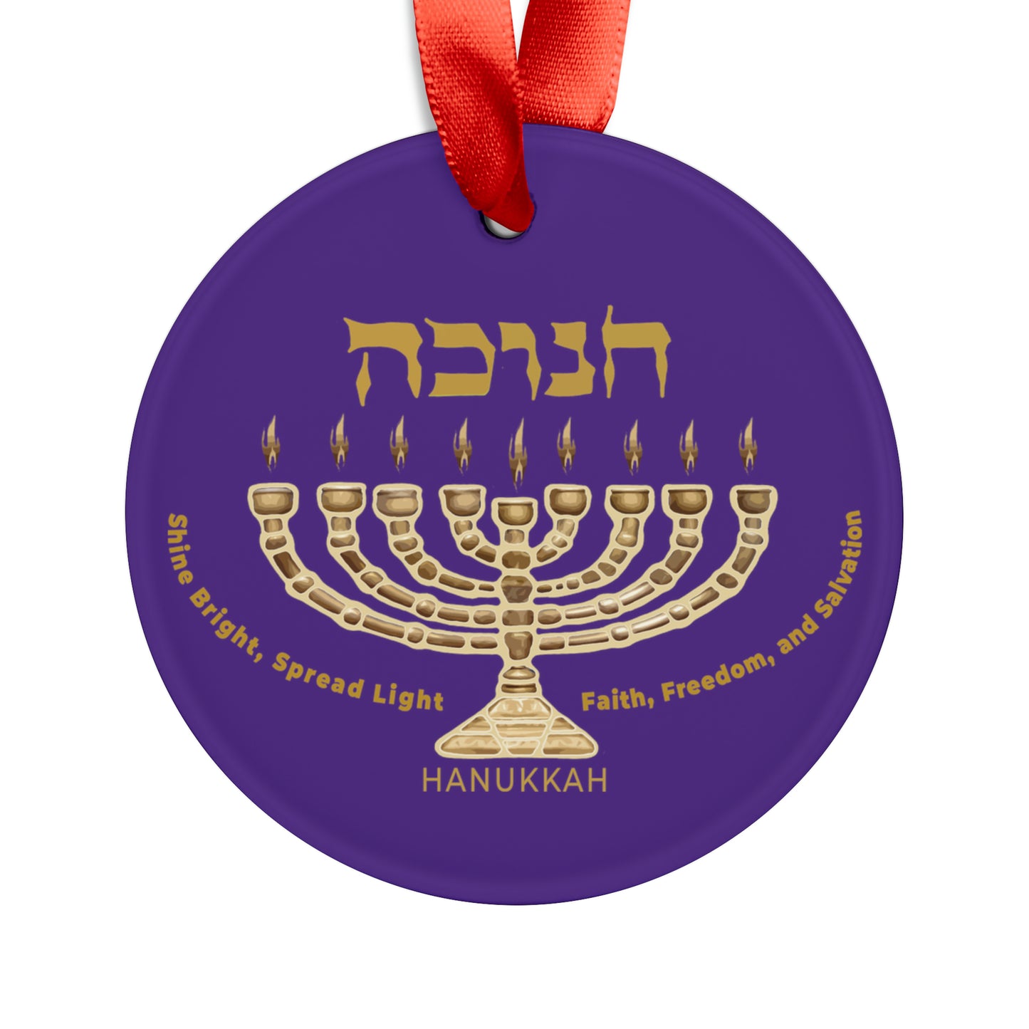 Hanukkah 2 / Acrylic Ornament with Ribbon