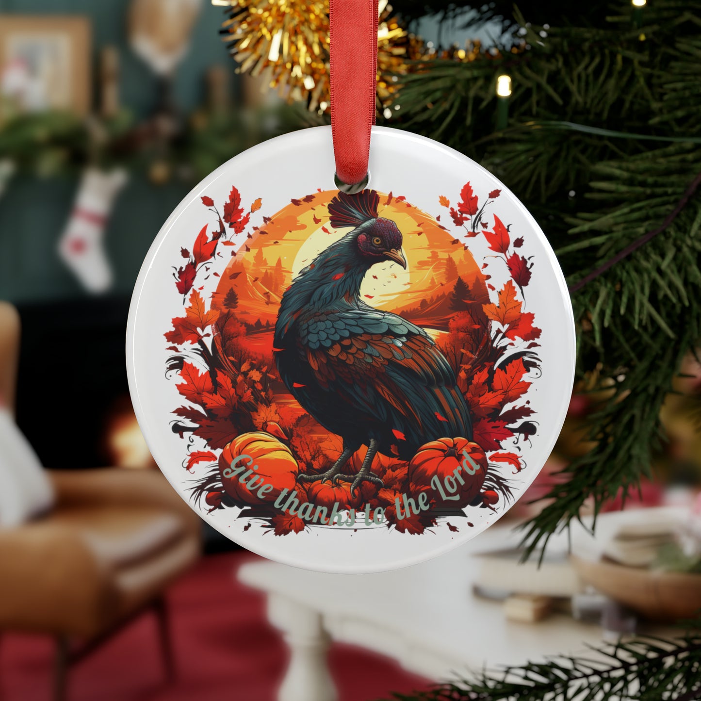 Give thanks 3 / Acrylic Ornament with Ribbon