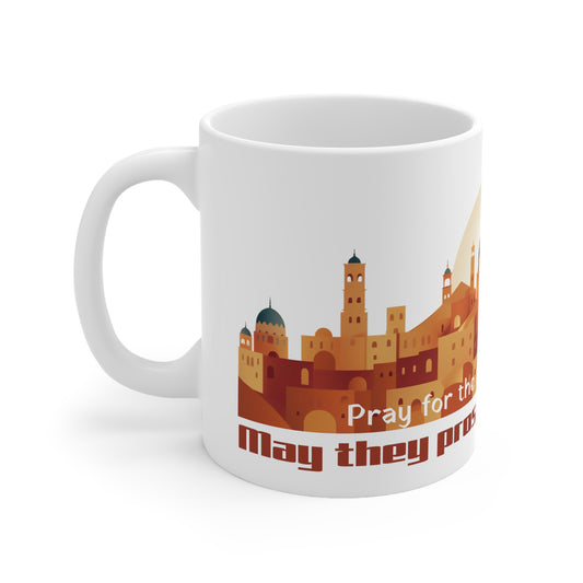 Pray for the peace of Jerusalem / white mug 11 oz
