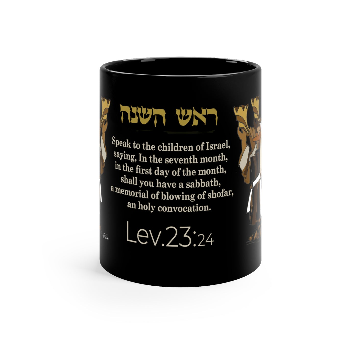 Levites blowing shofars 3 / Black Mug 11 oz