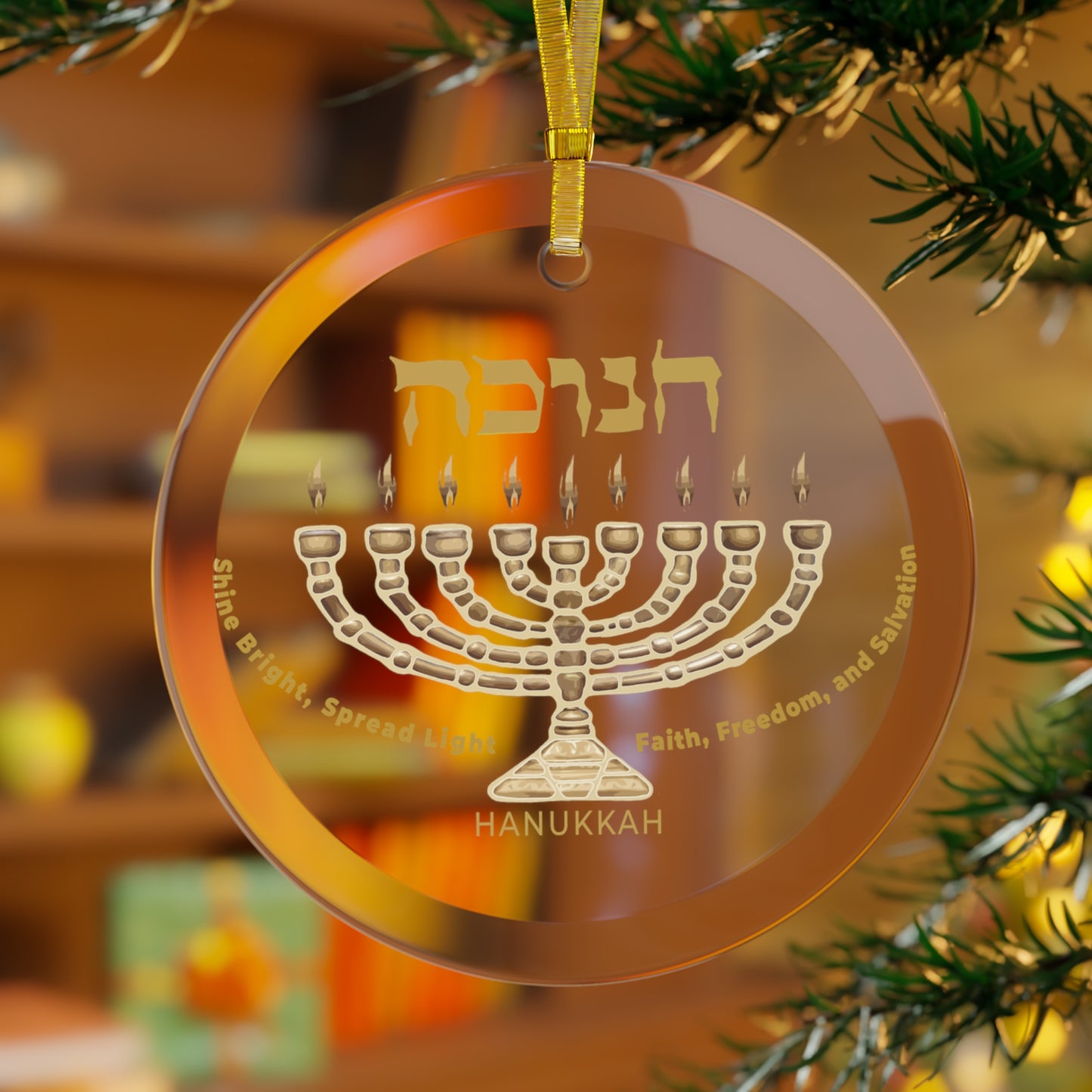 Hanukkah / Glass Ornament