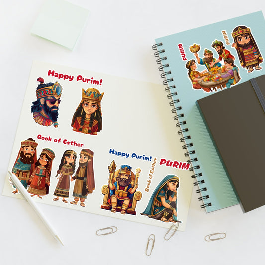 Happy Purim Funny Purimshpil Stickers Sheet