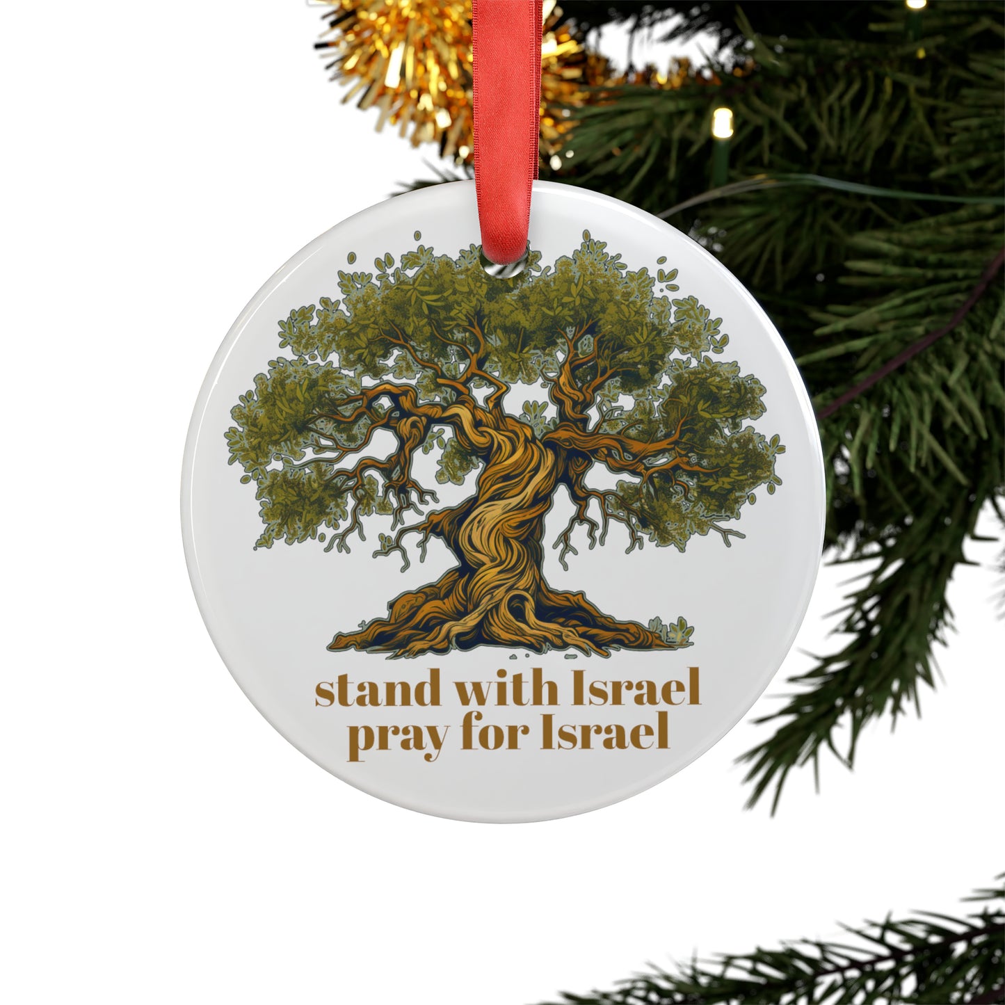 Pray for Israel /WhiteAcrylic Ornament with Ribbon
