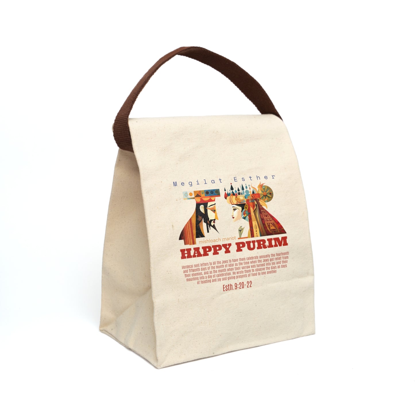Happy Purim Cotton Mishloah Manot Bag With Strap