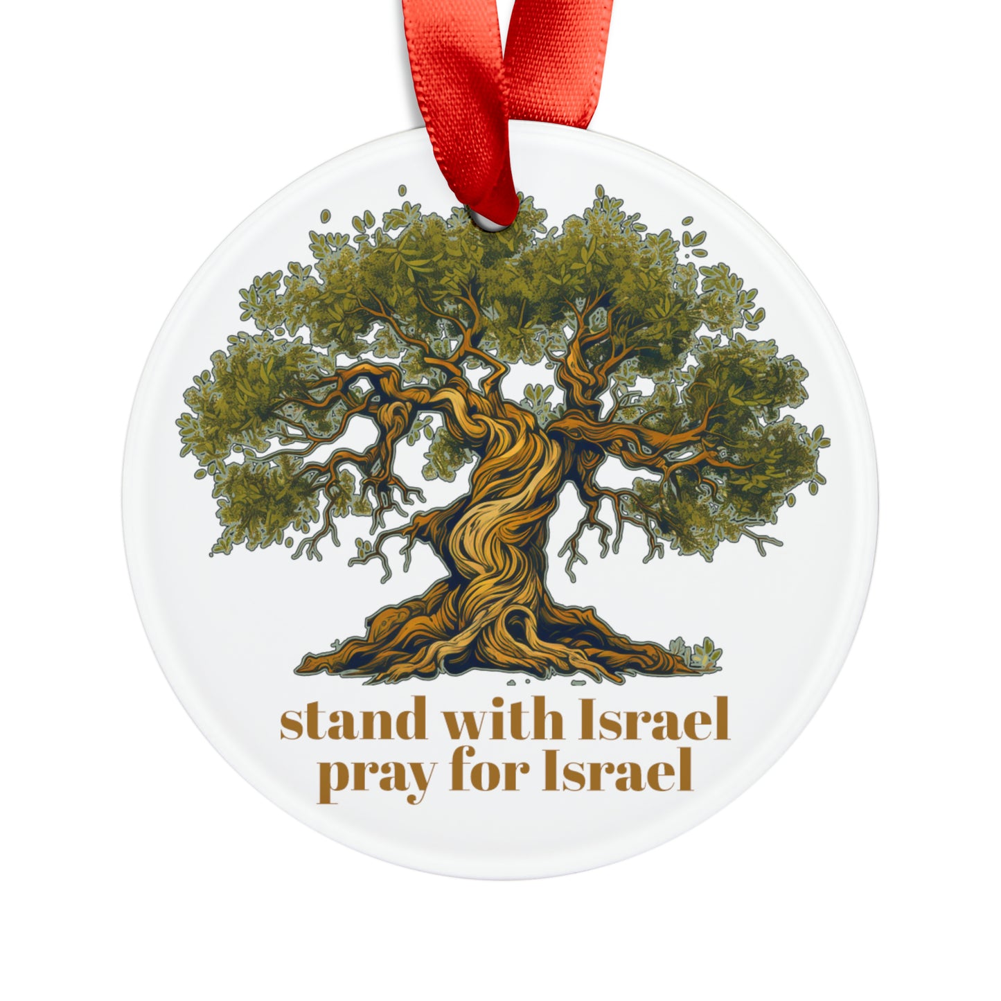 Pray for Israel /WhiteAcrylic Ornament with Ribbon