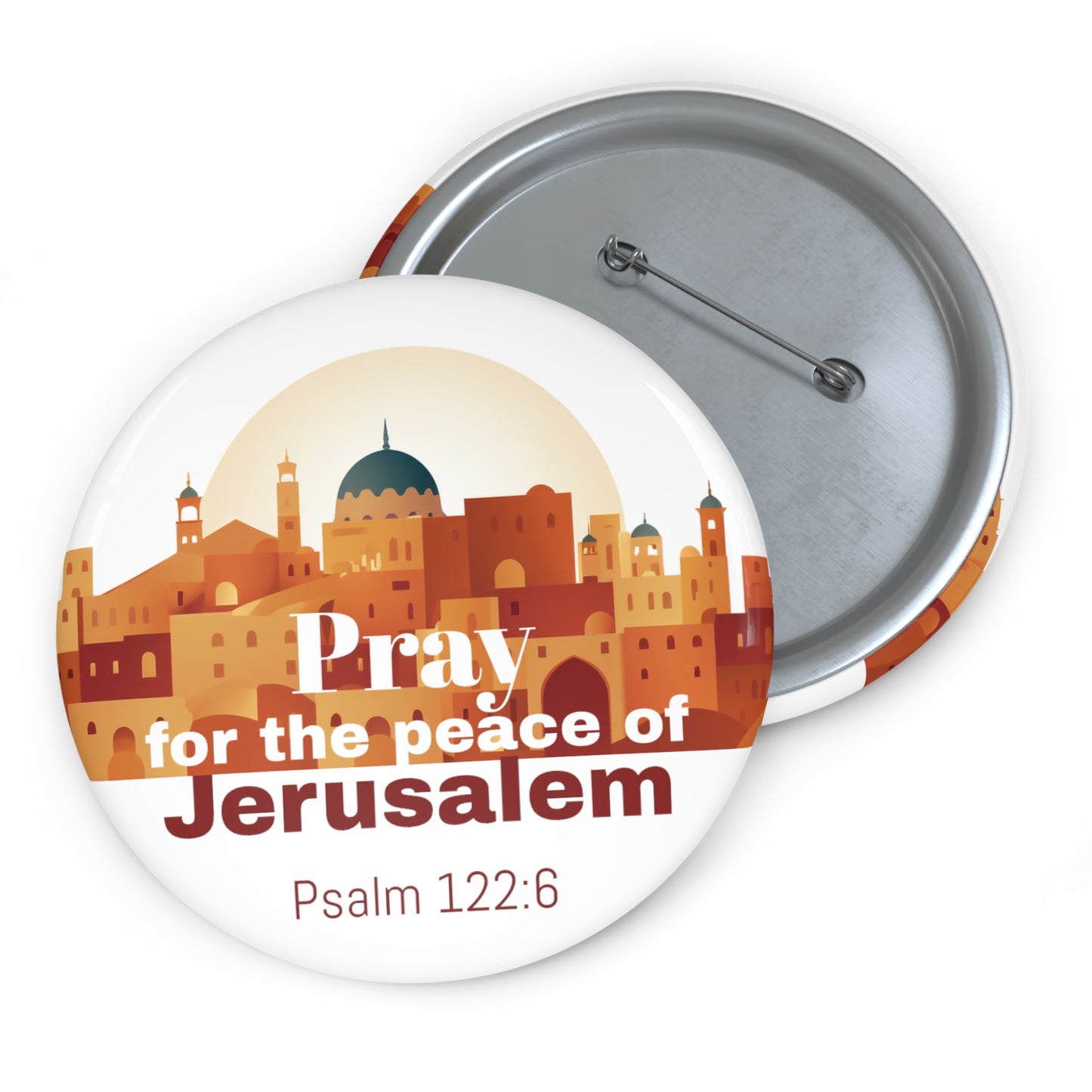 Pray for the peace f Jerusalem  /white Pin Buttons