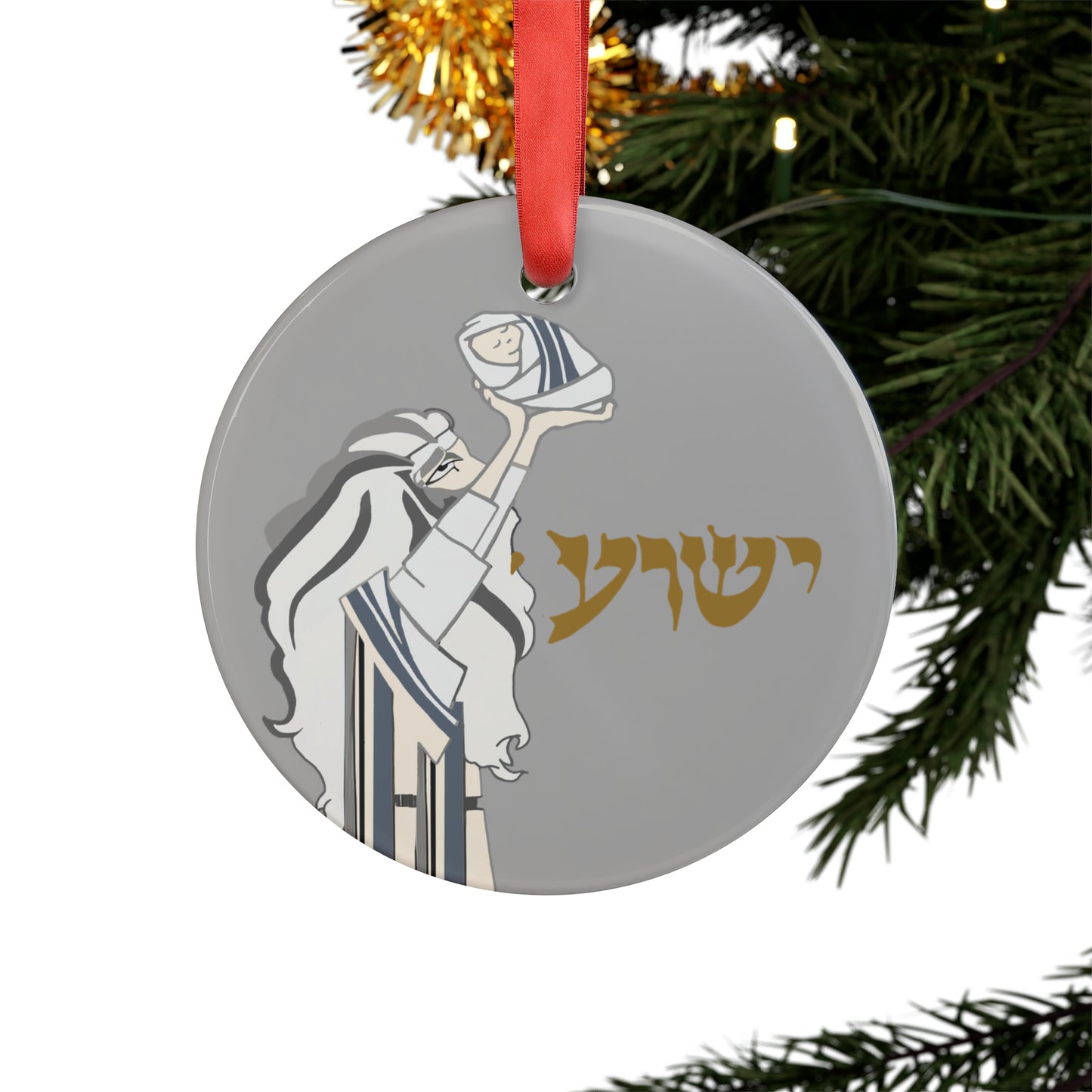 The Child /Grey Acrylic Ornament with Ribbon