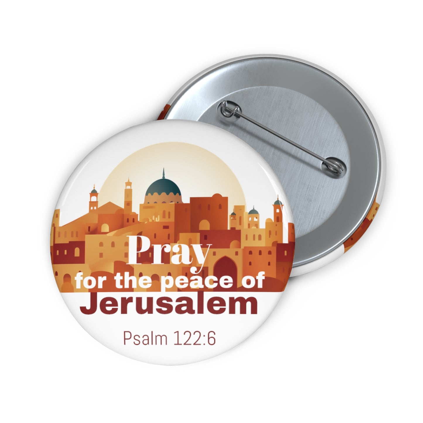 Pray for the peace f Jerusalem  /white Pin Buttons